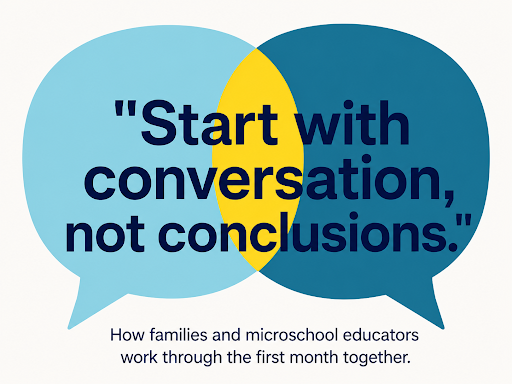 start with conversation not conclusions chat bubble